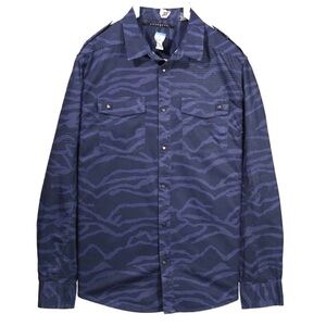 Sean John Blue Zebra Patterned Snap Front Shirt Size 4X